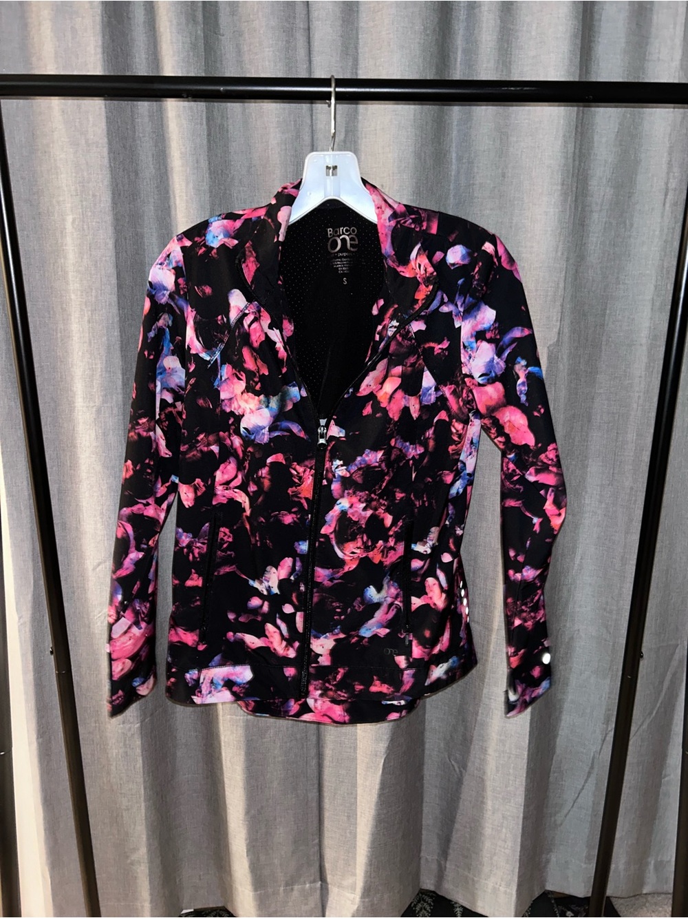 Women’s Scrub Floral Print Zip Jacket - Pink & Purple